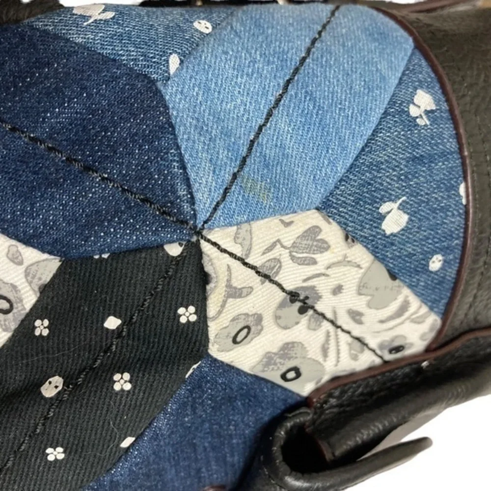 Coach Patchwork Turnlock Rucksack Backpack 37743 Canyon Quilt Denim
